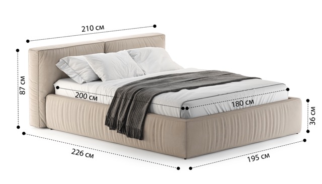 Кровать Лофт с подъемным механизмом и ящиками Velutto soft 113 1.8
