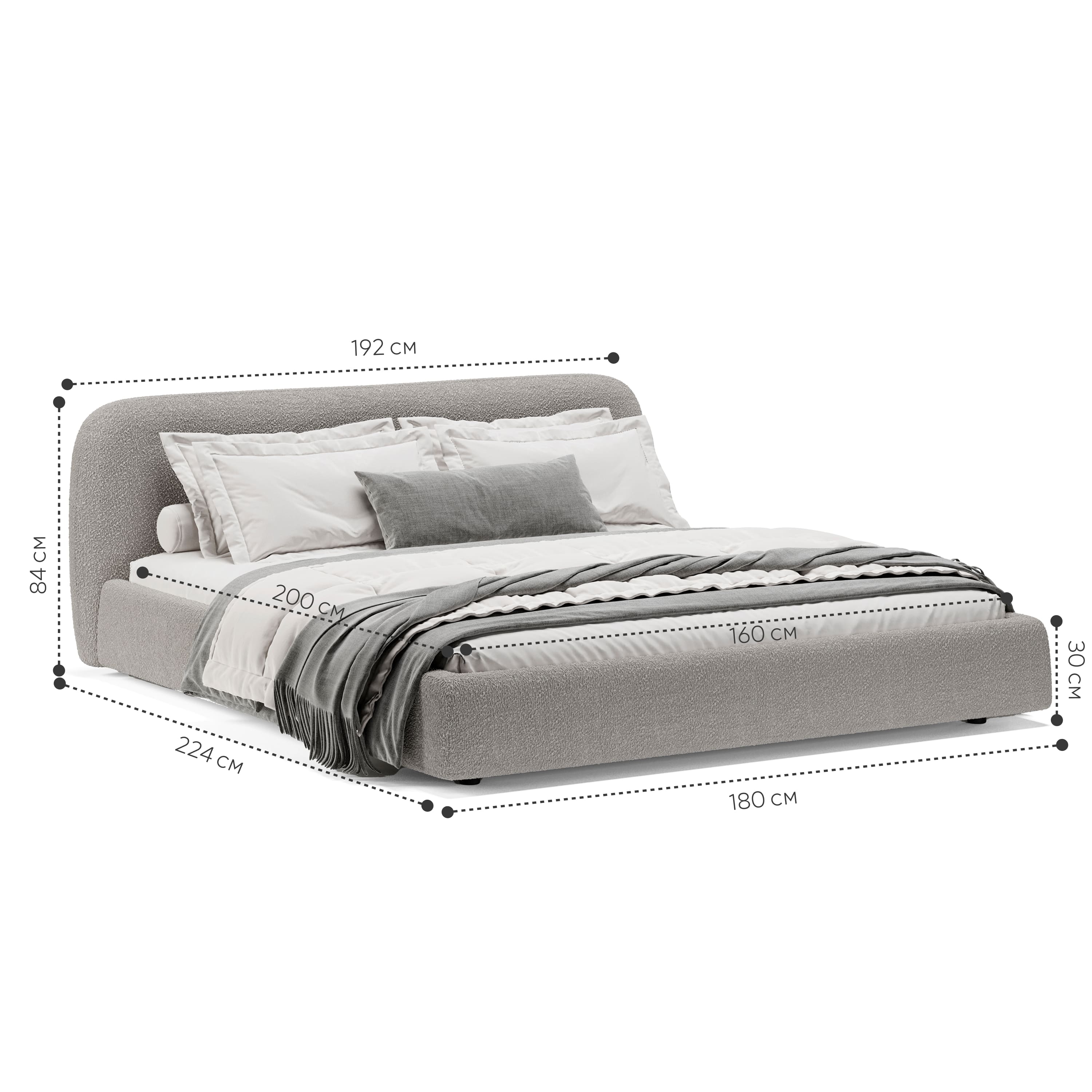Кровать Лагом букле buckle latte 1.6х2.0